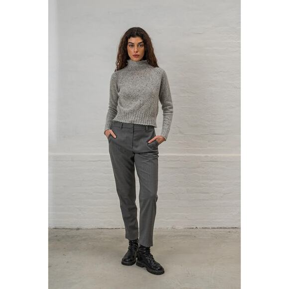 For the Republic Alpaca Wool High Neck Long Sleeve Short Length Brown Sweater XS - Picture 2 of 12